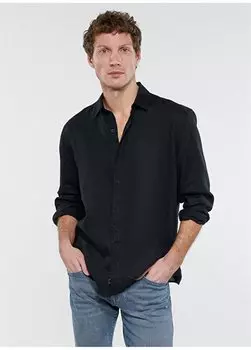 Обычная черная мужская рубашка обычного кроя M0210492-900_РУБАШКА С ДЛИННЫМ РУКАВОМ Mavi, черный