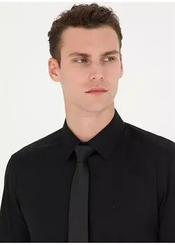 Обычная черная мужская рубашка Slim Fit с классическим воротником MYRAS Pierre Cardin, черный