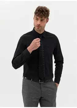 Обычная черная мужская рубашка Slim Fit с классическим воротником MYRAT Pierre Cardin, черный