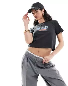 Обычная футболка Cotton:On Crop черного цвета