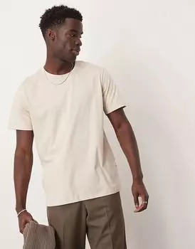 Обычная футболка из смеси хлопка пима кремового цвета Selected Homme