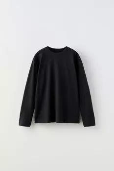Обычная футболка из трикотажа Zara, черный