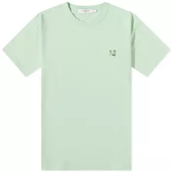 Обычная футболка Maison Kitsune с нашивкой в виде головы лисы в тон, мятный