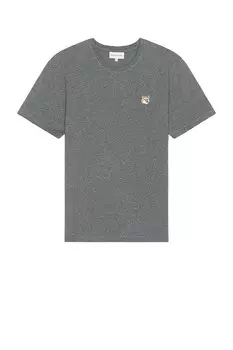 Обычная футболка с нашивкой в виде головы лисы Maison Kitsune, цвет Dark Grey Melange