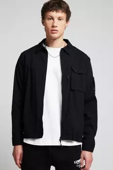 Обычная куртка рубашка на молнии River Island, черный