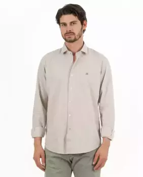 Обычная мужская хлопковая рубашка в однотонном исполнении Makarthy, бежевый