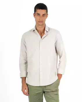 Обычная мужская хлопковая рубашка в однотонном исполнении Makarthy, кремовый