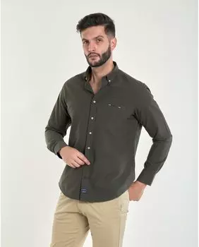 Обычная мужская оксфордская рубашка с карманами темно-зеленого цвета Spagnolo, темно-зеленый