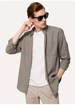 Обычная мужская рубашка цвета хаки с рубашечным воротником Fabrika Comfort