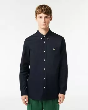 Обычная мужская рубашка из хлопка премиум-класса Lacoste, синий