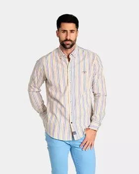 Обычная мужская рубашка из поплина с полосатым принтом Spagnolo, мультиколор