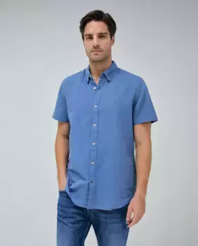 Обычная мужская рубашка однотонная с короткими рукавами Salsa Jeans, светло-голубой