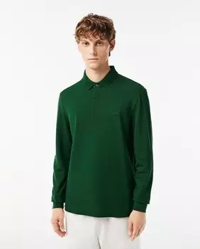 Обычная мужская рубашка-поло с длинными рукавами Lacoste, темно-зеленый
