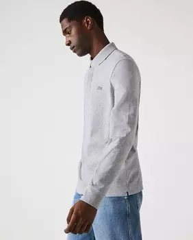 Обычная мужская рубашка-поло с длинными рукавами Lacoste, светло-серый