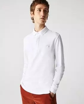Обычная мужская рубашка-поло с длинными рукавами Lacoste, белый