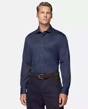 Обычная мужская рубашка в стиле фэнтези Boggi Milano, тёмно-синий