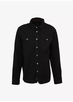 Обычная однотонная черная мужская рубашка The Crow