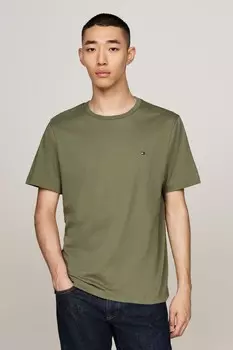 Обычная однотонная футболка стандартного кроя Tommy Hilfiger, зеленый