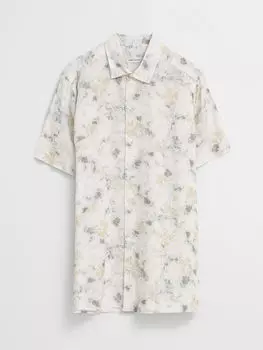 Обычная посадка Мужская рубашка из поплина с коротким рукавом и узором LCW Casual