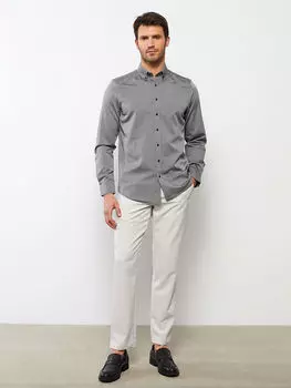 Обычная посадка Оксфордская мужская рубашка с длинным рукавом LC Waikiki Basic