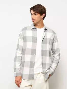 Обычная посадка с длинным рукавом в клетку мужская рубашка дровосека LCW Casual