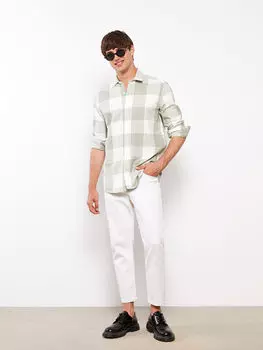 Обычная посадка с длинным рукавом в клетку мужская рубашка дровосека LCW Casual