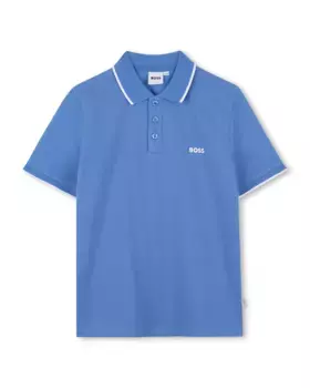 Обычная рубашка поло с коротким рукавом для мальчиков 100% хлопок BOSS Kidswear, синий индиго