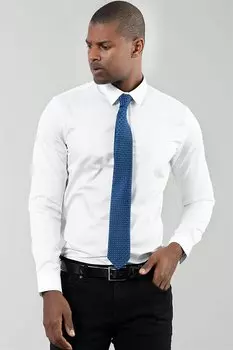 Обычная тонкая хлопковая атласная мужская белая рубашка Slim Fit TUDORS