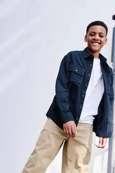 Обычная верхняя рубашка из 100% хлопка (3 16 лет) Next, синий