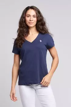 Обычная женская футболка с V-образным вырезом U.S. Polo Assn, синий