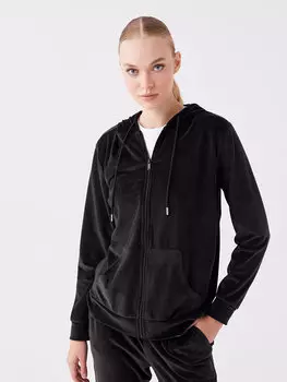 Обычная женская толстовка на молнии с капюшоном и длинными рукавами LCWAIKIKI Classic, новый черный