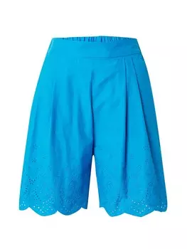 Обычные брюки со складками спереди Marks & Spencer, лазурный