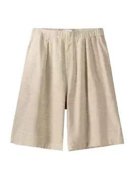 Обычные брюки в складку спереди Bershka, бежевый