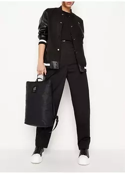Обычные черные женские брюки с высокой талией Armani Exchange