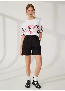 Обычные черные женские шорты с высокой талией Armani Exchange