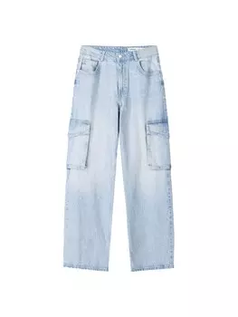 Обычные джинсы-карго Bershka, синий деним