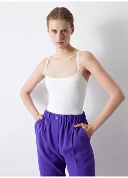 Обычные фиолетовые женские брюки с эластичной резинкой на талии pekyol