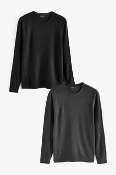 Обычные мягкие джемперы, 2 шт в упаковке Next, черный