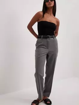 Обычные плиссированные брюки NA-KD, серый