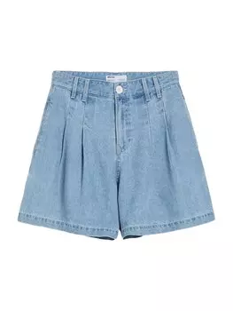 Обычные плиссированные джинсы Bershka, синий деним