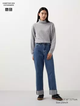 Обычные прямые джинсы длинные Uniqlo, синий