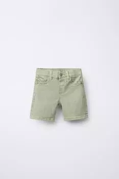 Обычные саржевые шорты-бермуды ZARA, цвет Light khaki