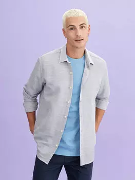 Обычный крой с длинным рукавом Добби Мужская рубашка LCW Casual