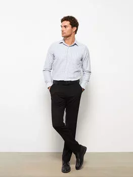Обычный крой с длинным рукавом и клетчатой габардиновой мужской рубашкой LCWAIKIKI Formal