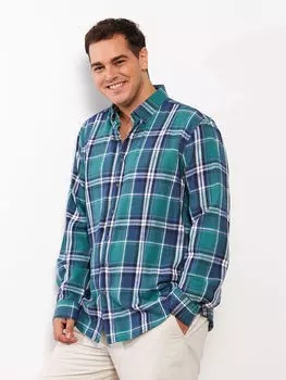 Обычный крой с длинным рукавом и клетчатой ​​поплиновой мужской рубашкой LCWAIKIKI Classic