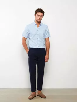 Обычный крой с коротким рукавом и узором Добби Мужская рубашка LCWAIKIKI Classic