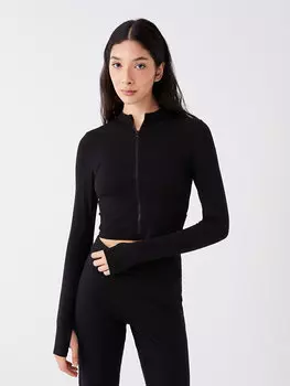 Обычный укороченный женский кардиган с высоким воротником и длинными рукавами XSIDE, новый черный