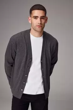 Обычный вязаный кардиган с длинным рукавом Next, серый