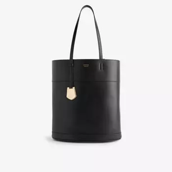 Очаровательная кожаная сумка-тоут с фирменной бляшкой Ferragamo, цвет nero