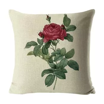 Очаровательная подушка с нажимным чехлом, которую можно стирать в машине, льняная удобная сенсорная подушка с подсолнечником и розой для дома-I Stuttg